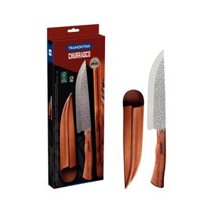 Faca para Carne Tramontina Nômade Inox e Cabo Madeira e Bainha Couro