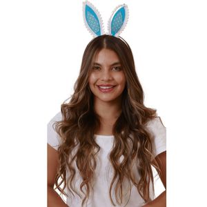 Tiara de Coelhinha Azul em Feltro Acessório para Páscoa