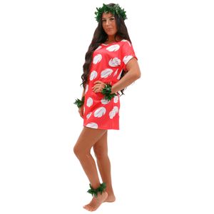 Fantasia Lilo Adulto Vestido com Folhas Tropicais e Acessórios