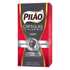 Café em Cápsula Torrado e Moído Lungo Forte Pilão Caixa 52g 10 Unidades