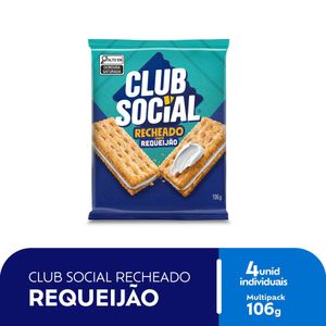 Biscoito Salgado Club Social Recheado Requeijão Multipack 106g