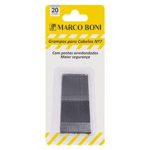 Grampo para Cabelo Preto Marco Boni nº 7 Blister 20 Unidades