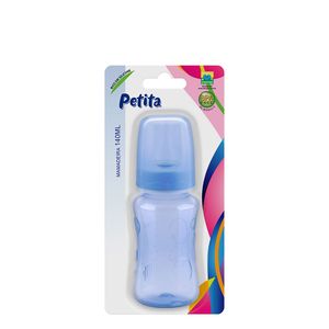Mamadeira Petita Relevo Color Azul Cinturada Bico Silicone 140ml