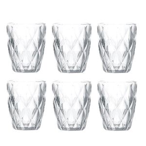 Jogo de Copos de Vidro Diamond Em Casa Tem Glass 260ml 6 Unidades