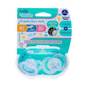 Chupeta Lolly Star Silicone Dia e Noite T2 Azul