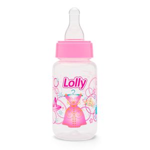 Mamadeira Lolly Bico de Silicone Redondo Rosa