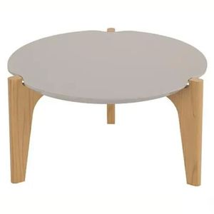Mesa de Centro Sala de Estar 0,55m Florida em MDF Off White e Freijó – Lukaliam Móveis