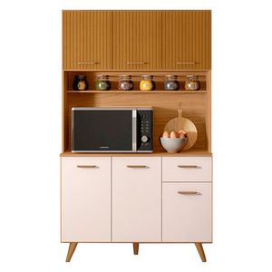 Cozinha 6 Potas 1 Gaveta Livia Poliman Freijó/Off White Acetinado