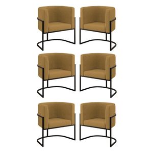 Kit 06 Poltronas Lua Sala Decorativa Base de Ferro Black