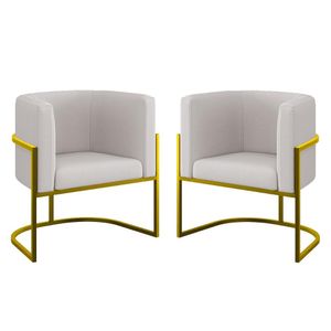 Kit 02 Poltronas Lua Sala Decorativa Base Ferro Gold Veludo