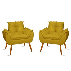 Kit 02 Cadeiras Poltronas Opala Suede Promoção Black