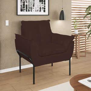 Poltrona Sofá Luxo Base Metal Preto Recepção Escritório