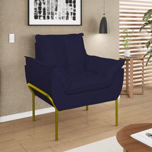 Poltrona Sofá Luxo Base Metal Dourada Recepção Escritório