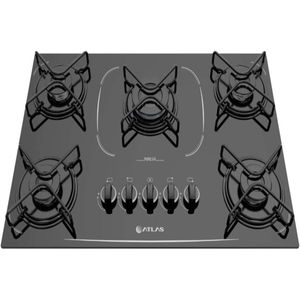 Cooktop 5 bocas Atlas Agile Up Glass Preto com Acendimento Superautomático - Bivolt