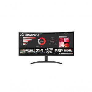 Monitor LG UltraWide Curvo Tela VA de 34” WQHD 3440 x 1440 21:9 sRGB 99% HDR10 PBP 100Hz AMD