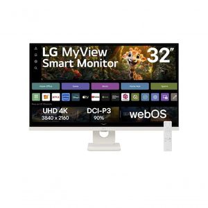 Monitor LG Myview Smart 32SR73U-W Tela UHD 4K 32" WebOs ThinQ Home Air Play Screen Share Bluetooth