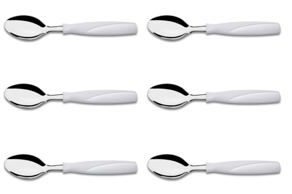 Kit 6 Colher de Mesa Aço Inox Branco Brinox