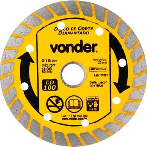 Disco Diamantado 110mm Dd200 Seco Vonder