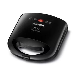 Grill E Sanduicheira Pratic Sn-01 750w Preta Mondial 110v Cor:Preto