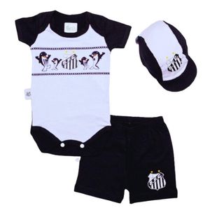 Conjunto Bebê Santos Body Shorts e Boné Oficial