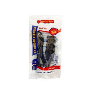 Extensao Megatron Pp Tripolar Biv 03M 3X0,75Xmm Preto