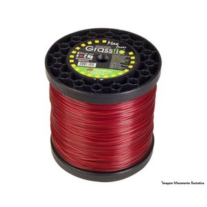 Fio Nylon Cortador Grama Quadrado 2,0Mm 2Kg Vermelho