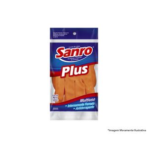 Luva Latex Sanro Forr Plus Laranja B M Blister c/10pcs
