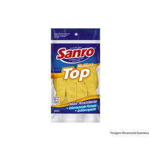 Luva Latex Sanro Forr Amarela C G Blister c/10pcs