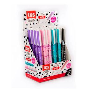 Caneta Esferográfica Tris Holic Pets 0.7mm Display com 24x1