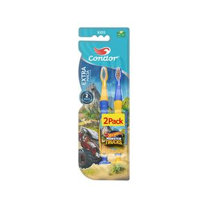 Escova Dental Extramacia Condor Kids Hot Wheels Monster Trucks Cabeça P Blister Kit com 2 Unidades