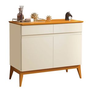 Buffet Magnum com 2 gavetas 95cm Off White e Cedro - EDN Móveis