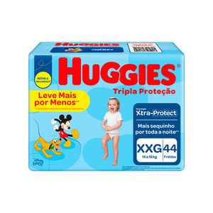 Fralda Descartável Infantil Huggies Tripla Proteção XXG Pacote Leve Mais Pague Menos 44 Unidades
