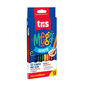 Lápis De Cor Tris Mega Aquarell - 12 Cores + 1 Pincel