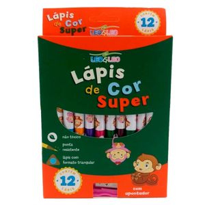 Lápis 12 Cores Super Triangular com Apontador Leonora