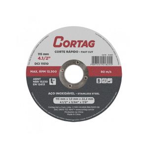 Disco Corte Inox Cortag 115Mmx1,0Mx22,22Mm Blister