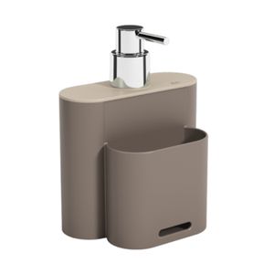 Porta Detergente Dispenser com Suporte para Bucha 500 ml Warm Gray e Light Gray Coza