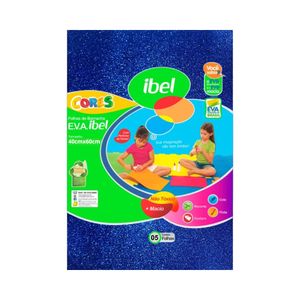 E.V.A. Ibel 40X60cm Azul Glitter Pacote com 5 Unidades