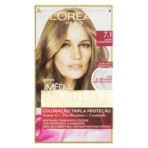 Kit Coloração Creme 7.1 Louro Acinzentado L'oréal Paris Imédia Excellence