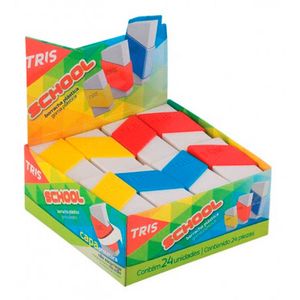 Borracha Escolar Tris School Display com 24 Unidades