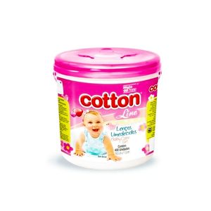 Lenço Umedecido Cotton Line Rosa Pacote com 400 Unidades