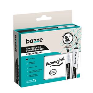 Pincel para Quadro Branco Bazze Recarregável Preto 12x1