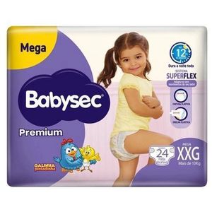 Fralda Babysec Premium Mega XXG Pacote com 24 Unidades