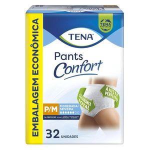 Roupa Íntima Descartável Tena Pants Confort Tamanho P/M Caixa com 32 Unidades