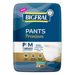Fralda Roupa Íntima Descartável Adulto Unissex Premium Bigfral P/M 7 unidades