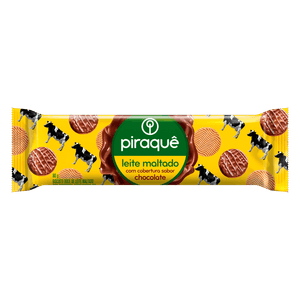 Biscoito Leite Maltado Cobertura Chocolate Piraquê Pacote 80g