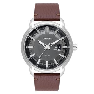 Relógio Orient Masculino Prata Preto Couro MBSC1039 G1NX