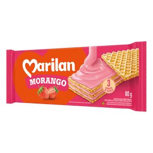 Biscoito Wafer Recheio Morango Marilan Pacote 80g