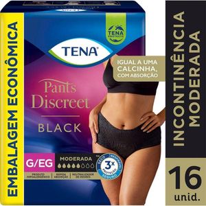 Roupa Íntima Descartável Pants Discreet Black Tamanho G/EG Tena Pacote com 16 Unidades