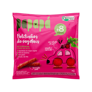 Biscoito Orgânico Palitinhos Papapá Beterraba e Grão de Bico 20g