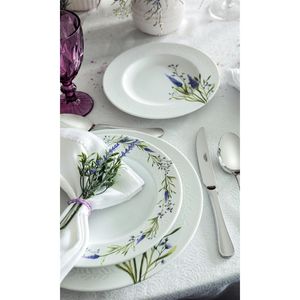 Kit Prato Raso Tramontina Lilla em Porcelana Decorada 28 cm 6 Peças